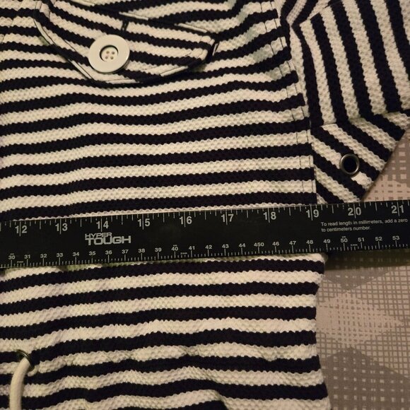 Cabi Harbor Jacket Small Stripes Knit navy White Button-Front Drawstring Waist - Picture 15 of 16
